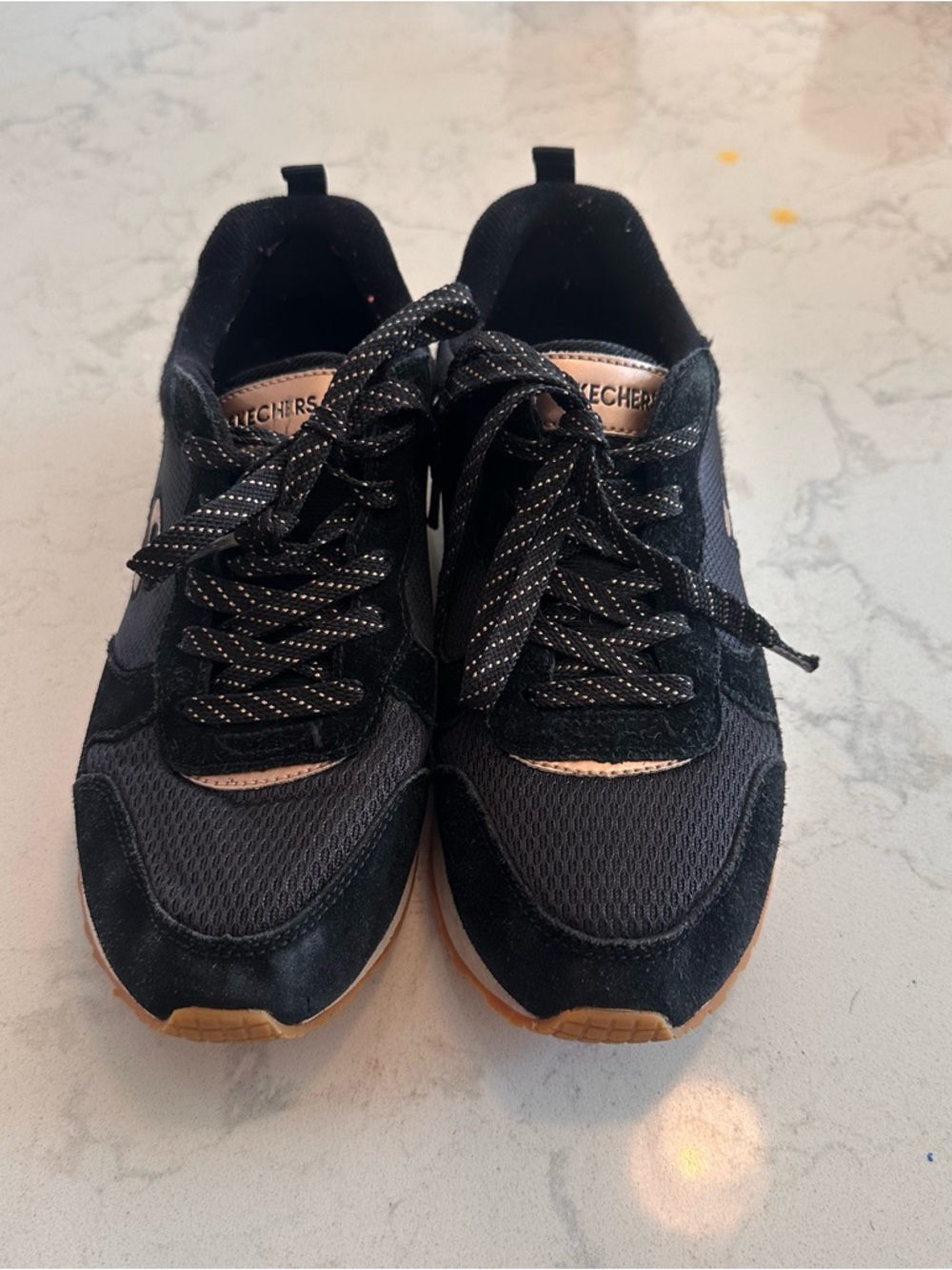 Skechers Black Sneakers with Rose Gold Accents - Picture 3 of 6
